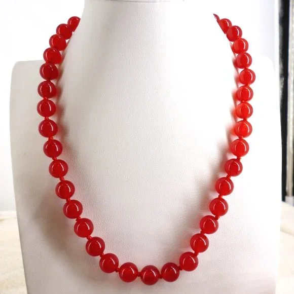 Red Necklace, Bracelet, Earring Set Glass Beads Fancy Clasp 18" - 21" NWOT Mint - Picture 2 of 7